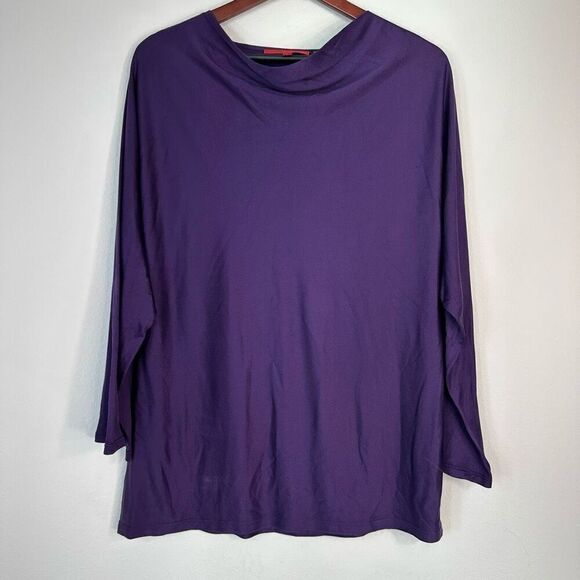 Bergdorf Goodman Shamask Purple Sateen Cowl Neck Blouse Womens Size 3 (XL) - Picture 1 of 11